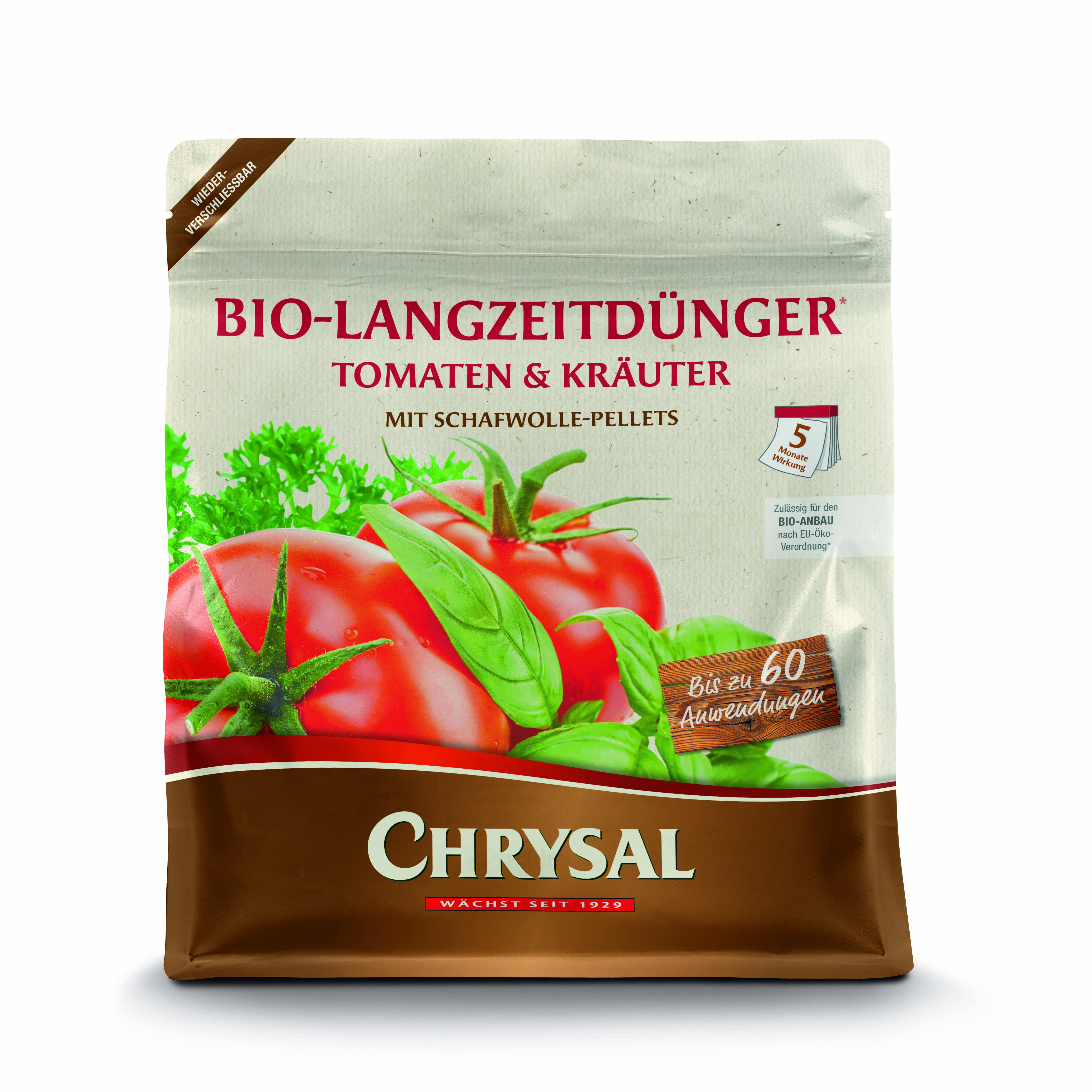Chrysal Bio-Langzeitdünger Schafwolle Tomaten & Kräuter | Standbeutel
