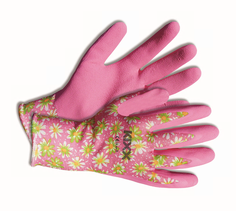 KIXX Handschuh PE/Latex Flower Flex rosa