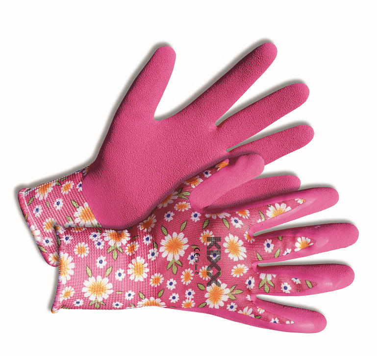KIXX Handschuh PE/Latex Flower Flex pink