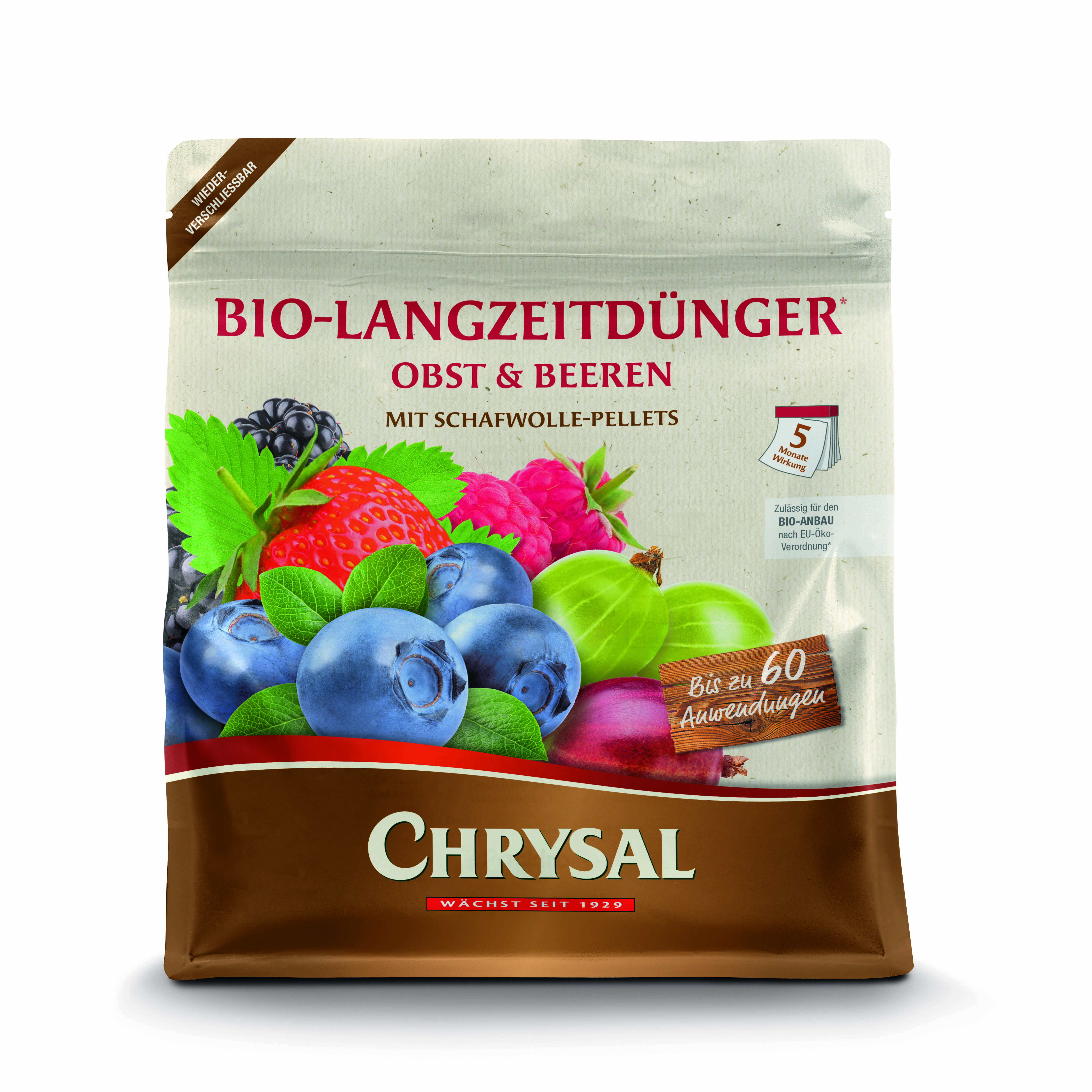 Chrysal Bio-Langzeitdünger Schafwolle Obst & Beeren | Standbeutel